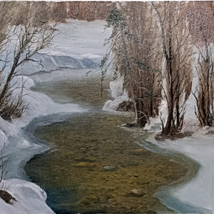 深林之雪风景油画头像